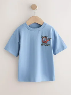 Next Small Short Sleeve Graphic T-Shirts 5 Pack (3mths-7yrs) Blue/Green/Red/Orange/Yellow Cars Hot