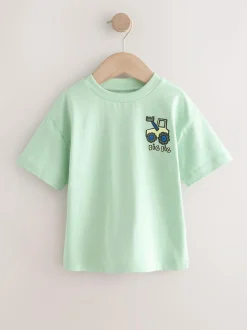 Next Small Short Sleeve Graphic T-Shirts 5 Pack (3mths-7yrs) Blue/Green/Red/Orange/Yellow Cars Hot