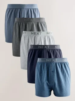 Next Loose Boxers 5 Pack Blue/Grey Clearance