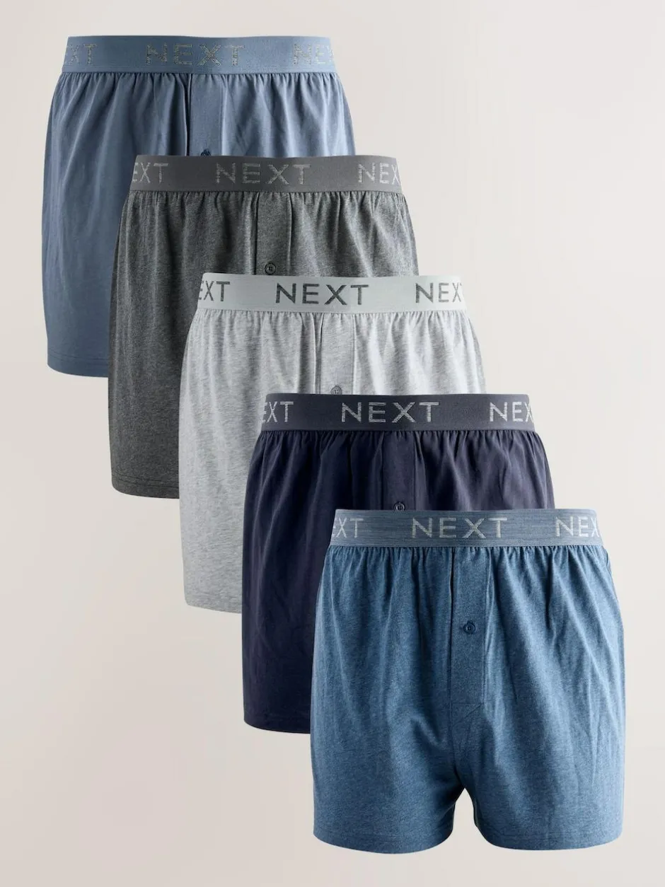 Next Loose Boxers 5 Pack Blue/Grey Clearance