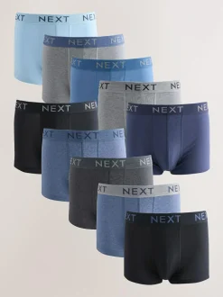 Next Blue/Grey Marl 10 pack Cotton Rich Blend Hipsters Boxers Clearance