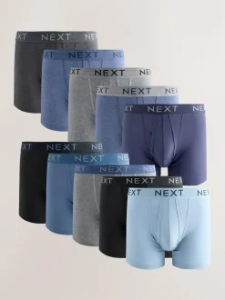 Next Blue/Grey Marl A-Front Boxers 10 Pack Online