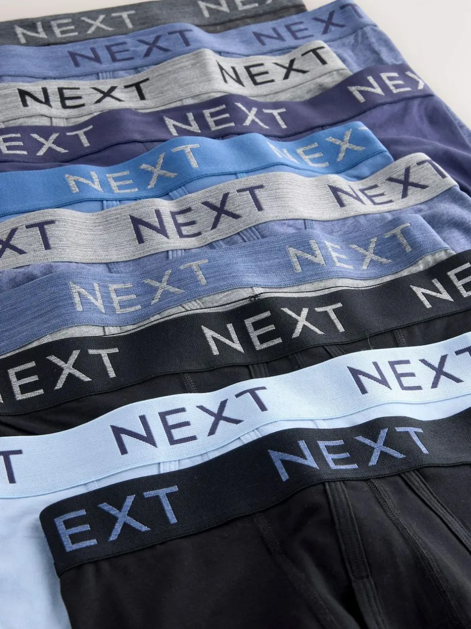 Next Blue/Grey Marl A-Front Boxers 10 Pack Online