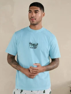 Next Blue/Grey Terry Urban Short Sleeve Jersey Pyjamas Set Hot