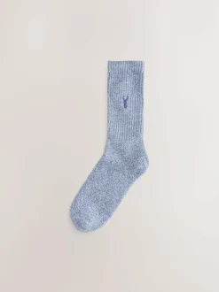 Next Stag Embroidered Heavyweight Socks 10 Pack Blue/Grey Twisted New
