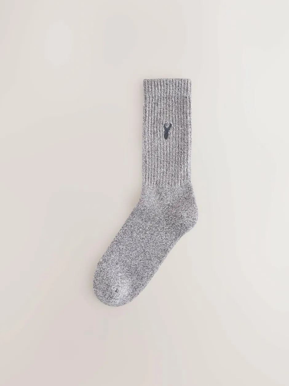Next Stag Embroidered Heavyweight Socks 10 Pack Blue/Grey Twisted New