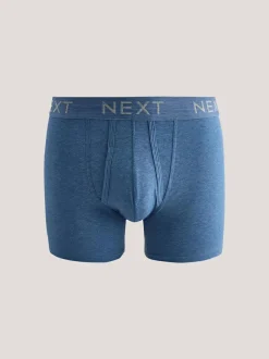 Next Blue/Grey/Black 5 Pack A-Front Cotton Rich Boxers
