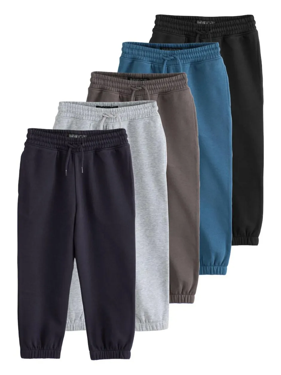 Next Regular Fit Basic Joggers 5 Pack (3-16yrs) Blue/Grey/Black