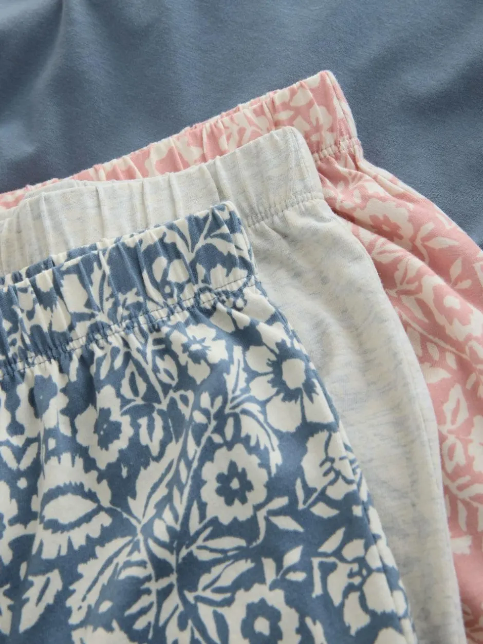 Next Blue/Grey/Pink Floral Short Set Pyjamas 3 Pack Clearance