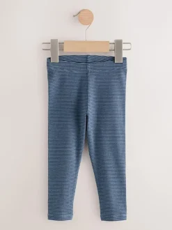 Next Ribbed Leggings 5 Pack (3mths-7yrs) Blue/Grey/Stripe Hot