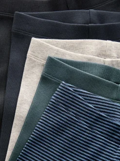 Next Ribbed Leggings 5 Pack (3mths-7yrs) Blue/Grey/Stripe Hot
