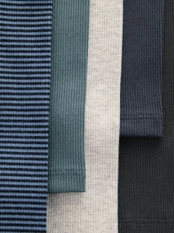 Next Ribbed Leggings 5 Pack (3mths-7yrs) Blue/Grey/Stripe Hot