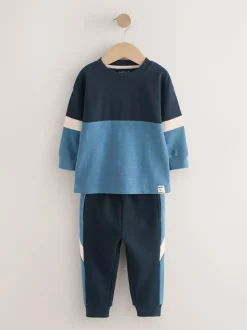 Next Long Sleeve Soft Touch T-Shirt and Joggers Set (3mths-7yrs) Blue/Navy Online