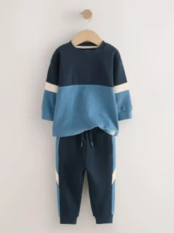 Next Long Sleeve Soft Touch T-Shirt and Joggers Set (3mths-7yrs) Blue/Navy Online