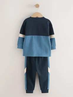 Next Long Sleeve Soft Touch T-Shirt and Joggers Set (3mths-7yrs) Blue/Navy Online