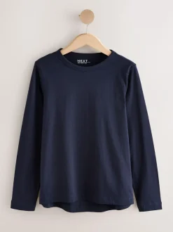 Next Long Sleeve Crew Neck T-Shirts 5 Pack Blue/Navy/Cream/Grey New
