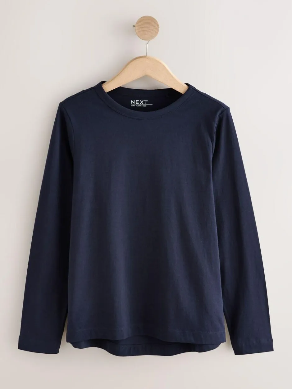 Next Long Sleeve Crew Neck T-Shirts 5 Pack Blue/Navy/Cream/Grey New