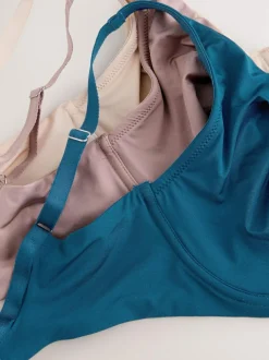 Next Non Pad Full Cup DD+ Microfibre Smoothing Ultimate Comfort T-Shirt Bras 3 Pack Blue/Pink/Cream Best