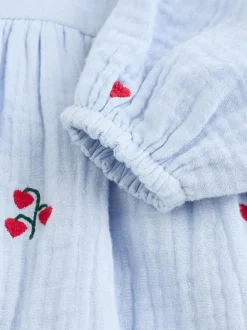 Next Blue/Red Baby Long Sleeve Embroidered Dress (0mths-2yrs)