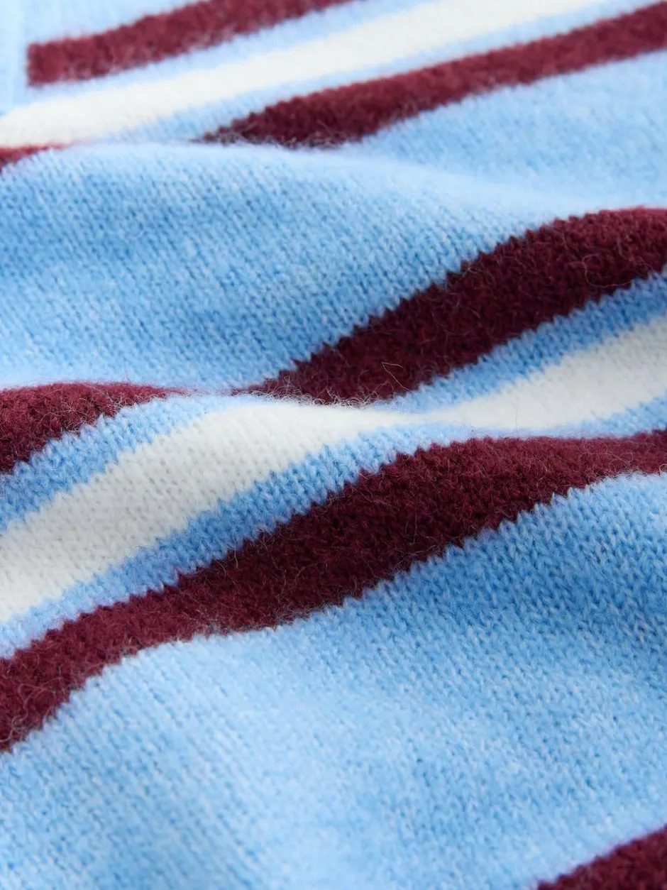 Next Open Collar Polo Half Sleeve Jumper With Wool Blue/Red Stripe Discount