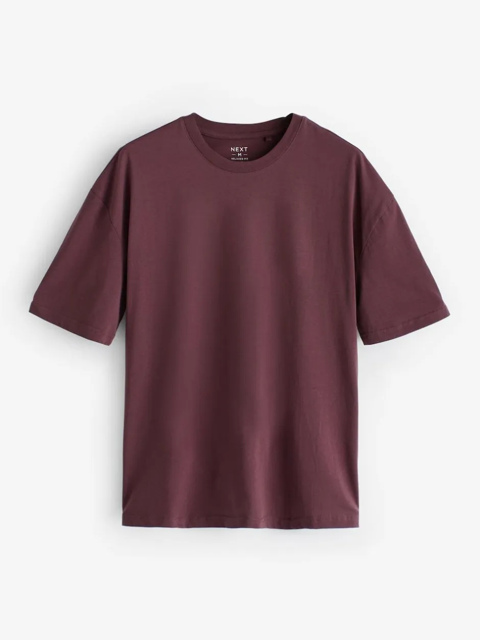 Next Essential Cotton T-Shirts Relaxed Fit 5 Pack Blues/Green/Purple/Neutral New