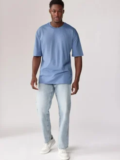 Next Essential Cotton T-Shirts Relaxed Fit 5 Pack Blues/Green/Purple/Neutral New