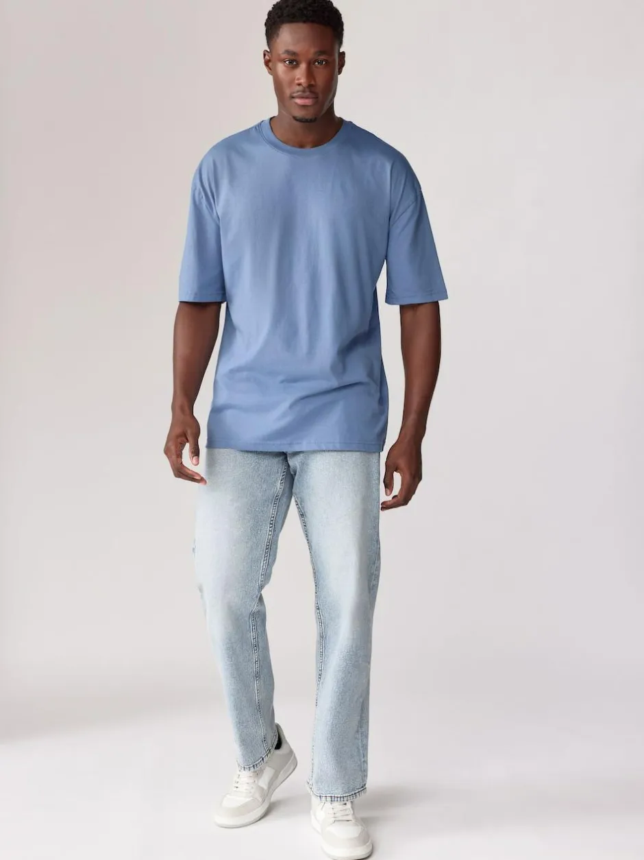 Next Essential Cotton T-Shirts Relaxed Fit 5 Pack Blues/Green/Purple/Neutral New