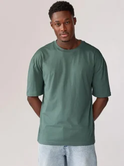 Next Essential Cotton T-Shirts Relaxed Fit 5 Pack Blues/Green/Purple/Neutral New