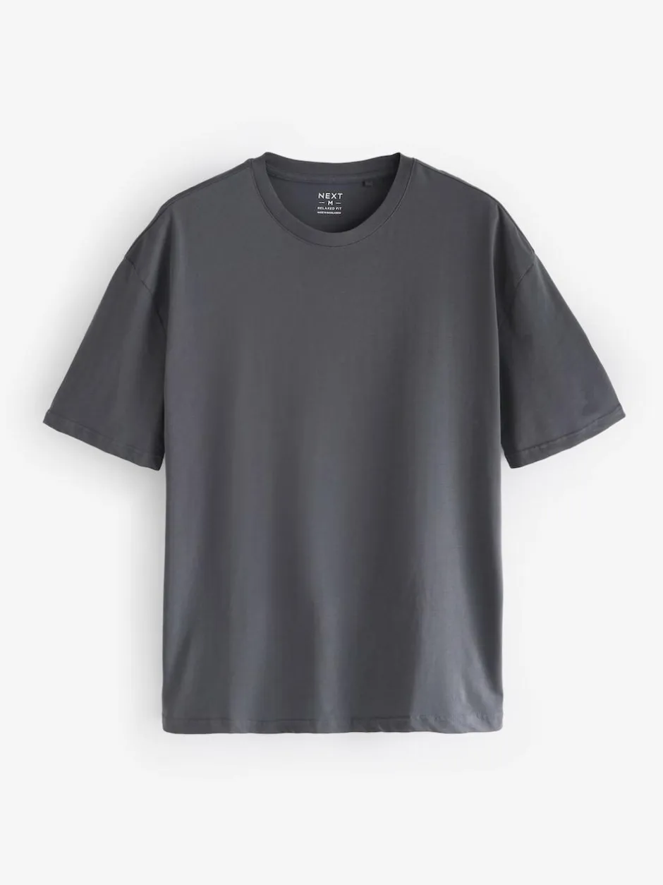 Next Essential Cotton T-Shirts Relaxed Fit 5 Pack Blues/Green/Purple/Neutral New