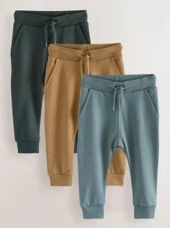 Next Super Skinny Joggers 3 Pack (3mths-7yrs) Blue/Tan Brown/Charcoal Grey Hot