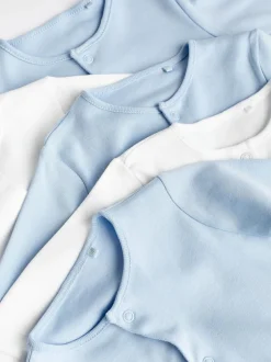 Next Blue/White 5 Pack Baby Sleepsuits (0-2yrs) Online