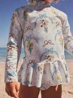 Next Sunsafe Swim Set (3mths-7yrs) Blue/White Bow Hot