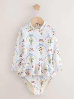 Next Sunsafe Swim Set (3mths-7yrs) Blue/White Bow Hot