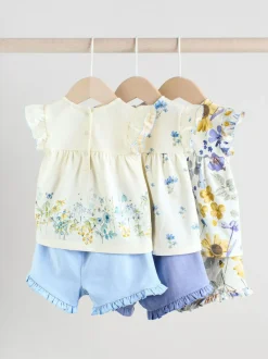 Next Blue/White Floral Baby Frill T-Shirt and Shorts Set 6 Piece (0mths-2yrs) Discount