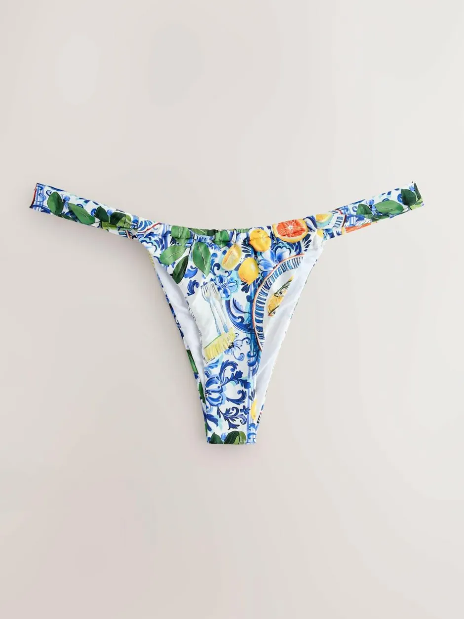 Next Tanga Bikini Bottoms Blue/White Porcelain Sardine Print Online
