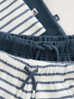 Next Short Sleeve T-Shirt and Shorts Set 2 Pack (3mths-7yrs) Blue/White Stripe Online