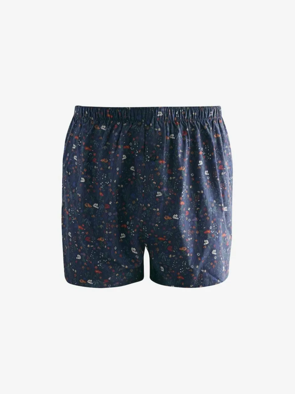 Next Blue/White/Green Floral 4 pack Woven Pure Boxers New