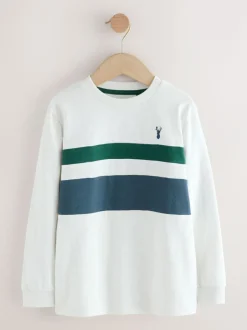 Next Long Sleeve Colourblock T-Shirts 3 Pack (3-16yrs) Blue/White/Green Discount
