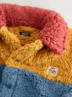 Next Borg Fleece Shacket (3mths-7yrs) Blue/Yellow Bright Colorblock Clearance