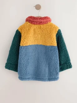 Next Borg Fleece Shacket (3mths-7yrs) Blue/Yellow Bright Colorblock Clearance