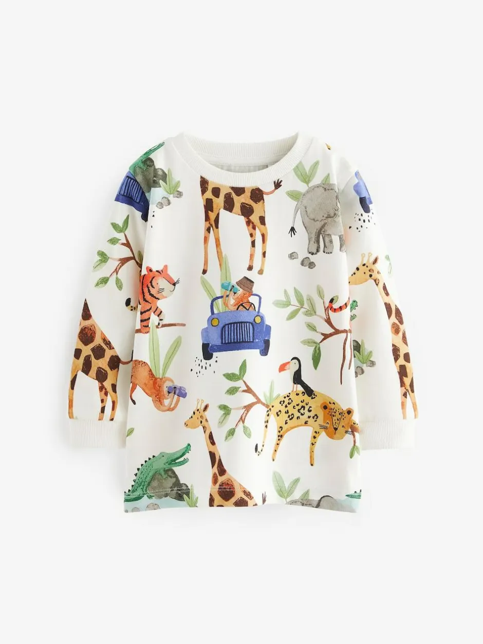 Next Long Sleeve Animal Print Character T-Shirts 3 Pack (3mths-7yrs) Blue/Yellow Safari Online