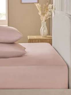Next Blush Pink Cotton Rich Fitted Bed Sheet Clearance