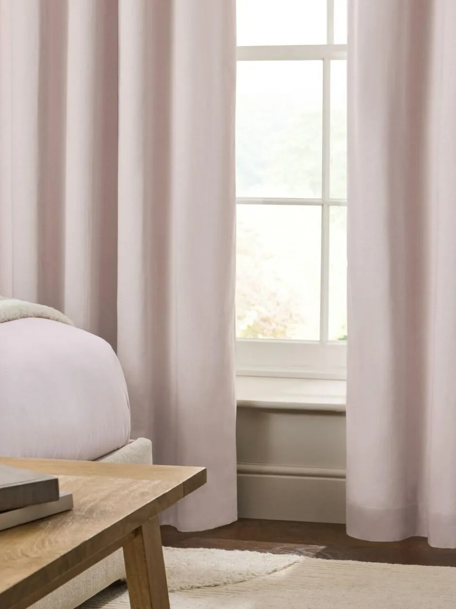 Next Cotton Sateen Blackout Thermal Eyelet Curtains Blush Pink New