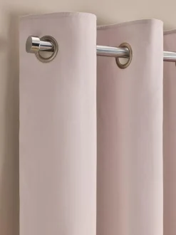 Next Cotton Sateen Blackout Thermal Eyelet Curtains Blush Pink New