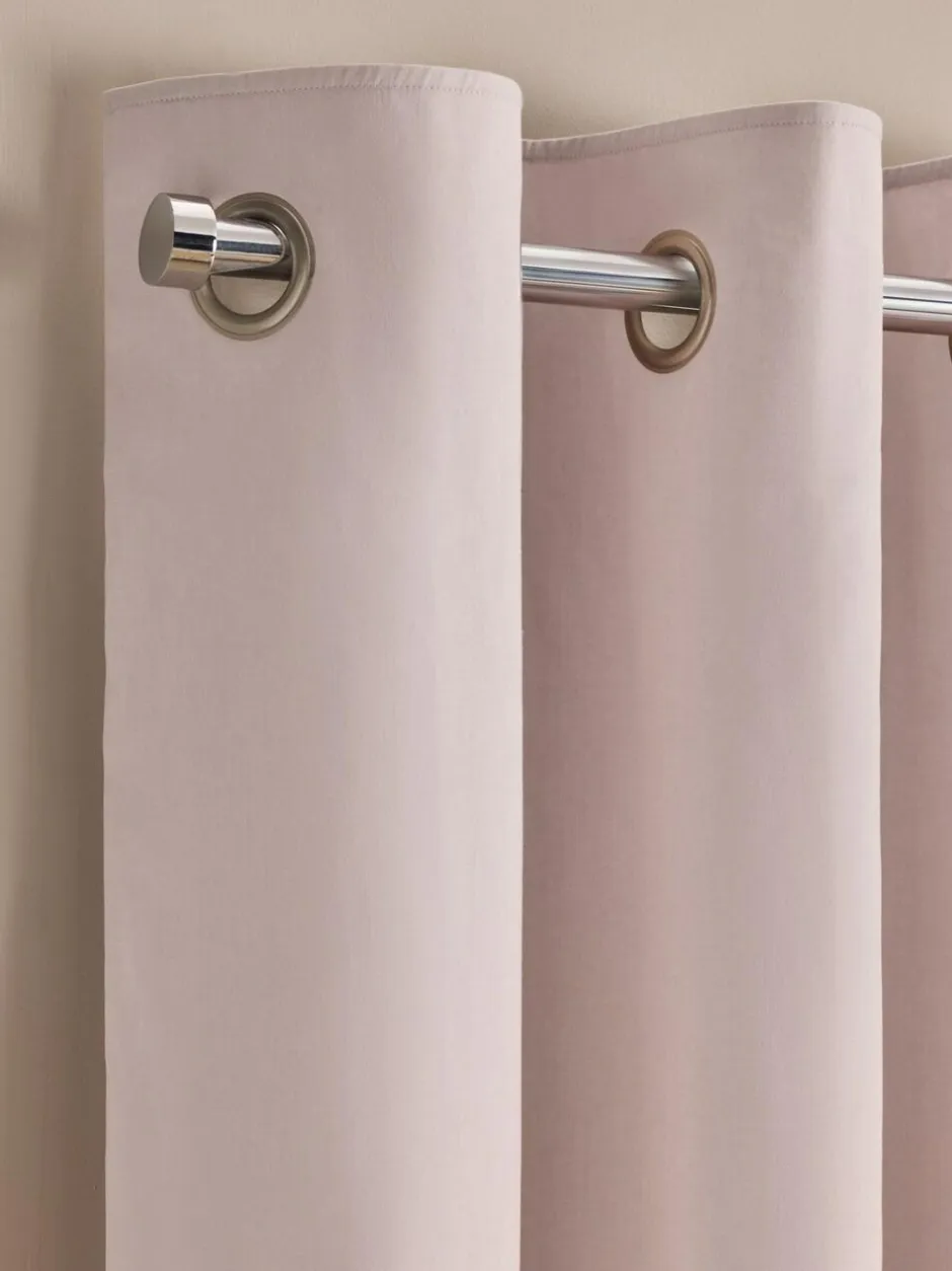 Next Cotton Sateen Blackout Thermal Eyelet Curtains Blush Pink New