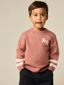 Next Blush Pink NYC Knitted Crew Neck Jumper (3mths-7yrs)