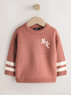 Next Blush Pink NYC Knitted Crew Neck Jumper (3mths-7yrs)