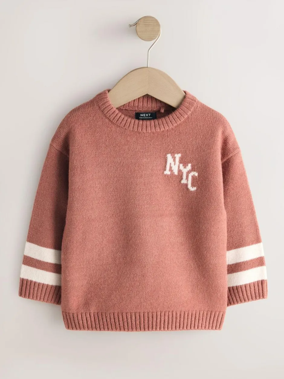 Next Blush Pink NYC Knitted Crew Neck Jumper (3mths-7yrs)
