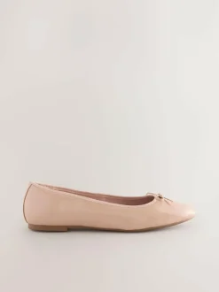 Next Blush Pink Patent Standard/Wide Fit Round Toe Ballerina Shoes
