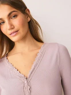 Next Blush Pink Thermal Base Layer Lace Trim Cardigan Discount